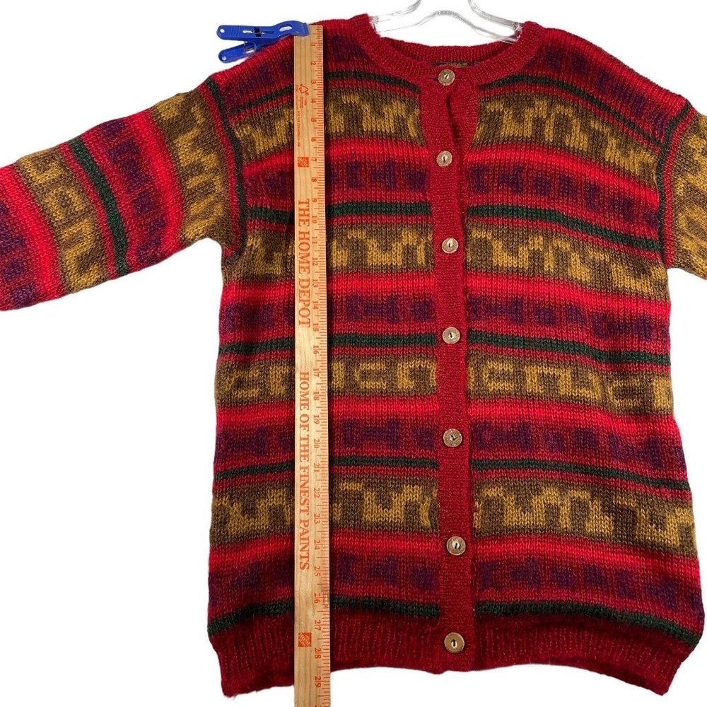 VTG Eddie Bauer Womens Mohair Cardigan Sweater Size M Red Fair Isle Button Lined - Picture 10 of 11